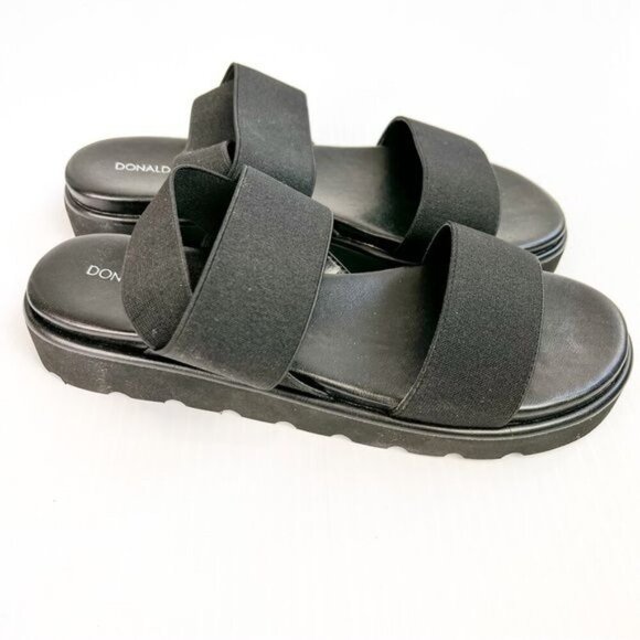 Donald J. Pliner Womens Black Lue Stretch-Strap Flatform Sandals size 8 - Picture 6 of 10